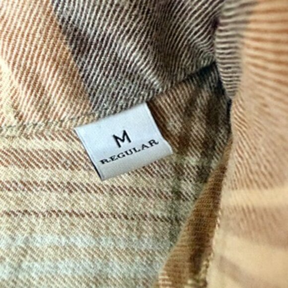 NN07 Julio Plaid Button-Up Shirt Medium 710 KHAKI STRIPE - Picture 8 of 8